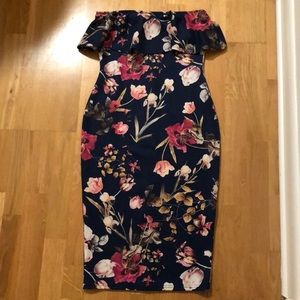 ASOS PETITE strapless printed ruffle dress - Size 6